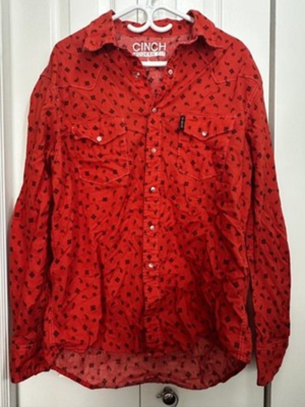 Cinch Men's Modern Fit Red Paisley Western Snap Shirt #37